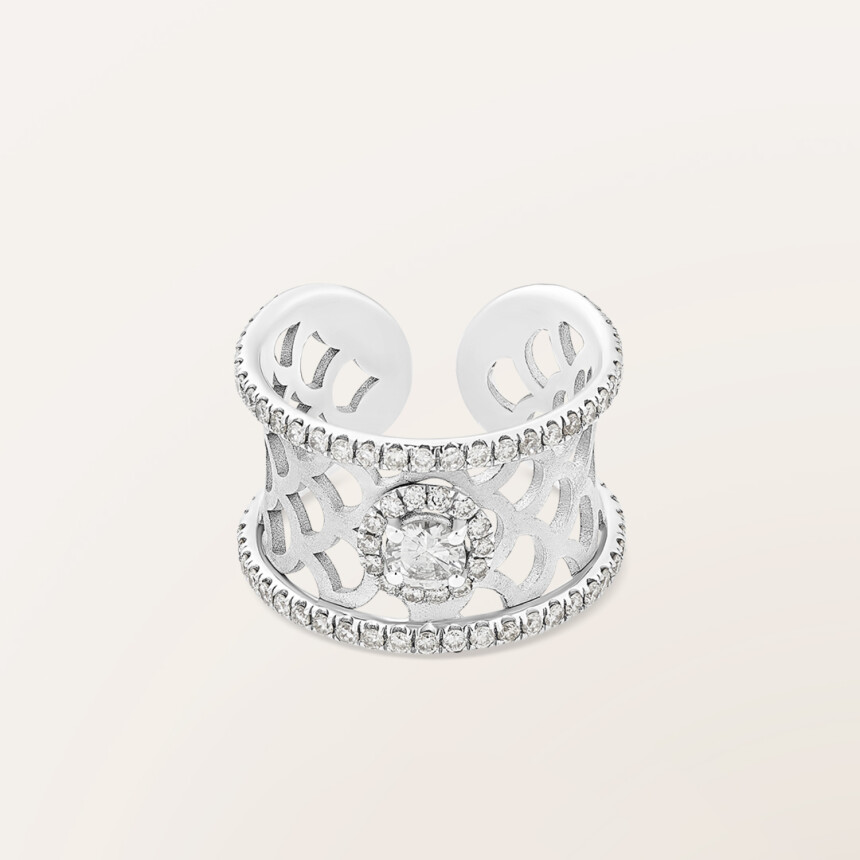 Barth Monte-Carlo Ecailles ring, white gold and diamonds