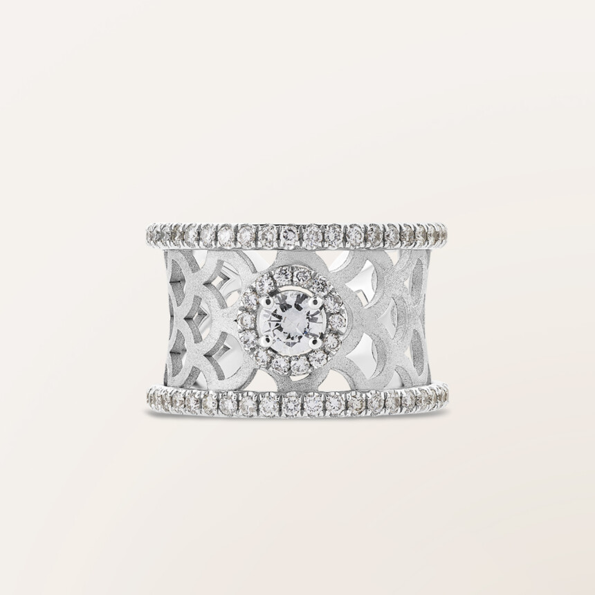 Barth Monte-Carlo Ecailles ring, white gold and diamonds