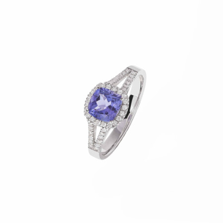 Bague Ph. Tisseront en or blanc, tanzanite et diamants taille 54