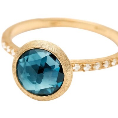 Bague Marco Bicego JAIPUR COLOR en or jaune, topaze Bleu London et diamants