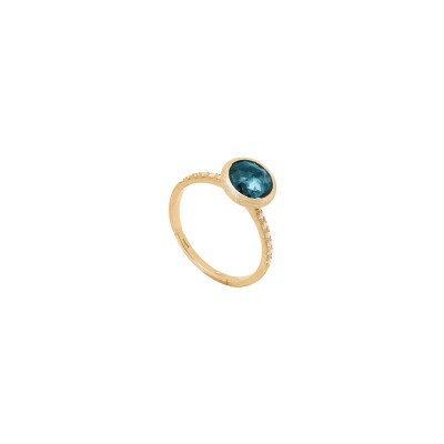 Bague Marco Bicego JAIPUR COLOR en or jaune, topaze Bleu London et diamants