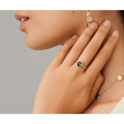 Bague Marco Bicego JAIPUR COLOR en or jaune, topaze Bleu London et diamants