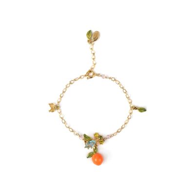 Bracelet Les Néréides Jardins de Provence en laiton doré à l'or fin, émail et verre