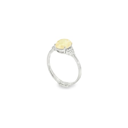 Bague en or blanc, opale et diamants