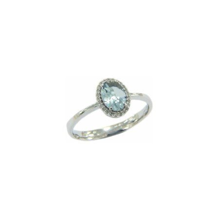 Bague Aquamarine en or blanc, aigue-marine et diamants