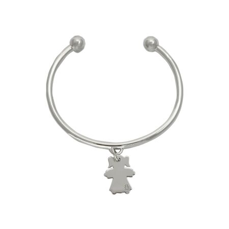 Bracelet rigide Loupidou motif Lou en argent, 17mm