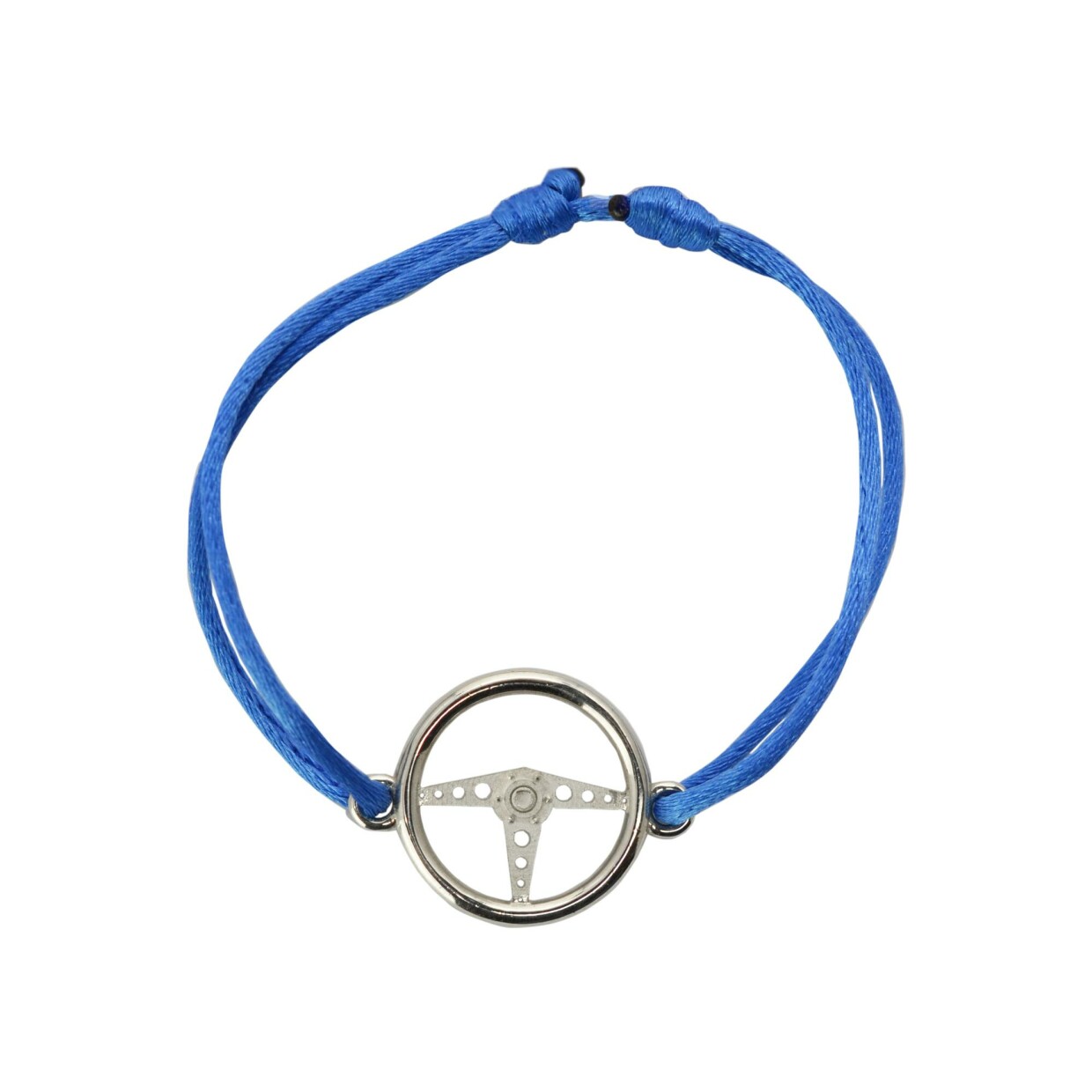 Bracelet Loupidou Baby volant en argent et cordon bleu, 14mm