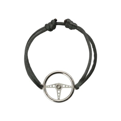 Bracelet Loupidou Baby volant en argent et cordon noir, 14mm