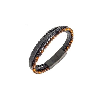 Bracelet All Blacks en acier et œil de tigre