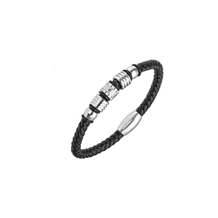 Bracelet All Blacks en acier et cuir