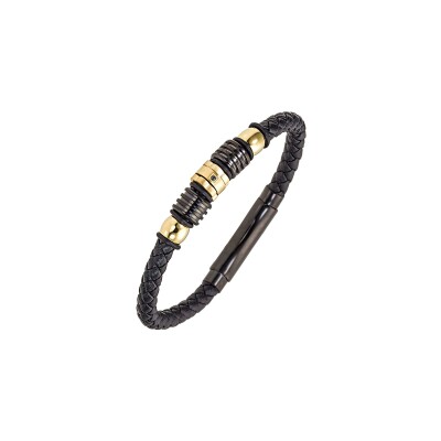 Bracelet All Blacks en acier et cuir