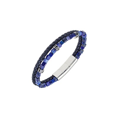 Bracelet All Blacks en acier et lapis lazuli