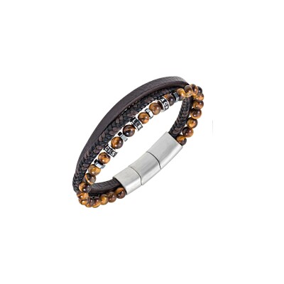 Bracelet All Blacks en acier et oeil de tigre