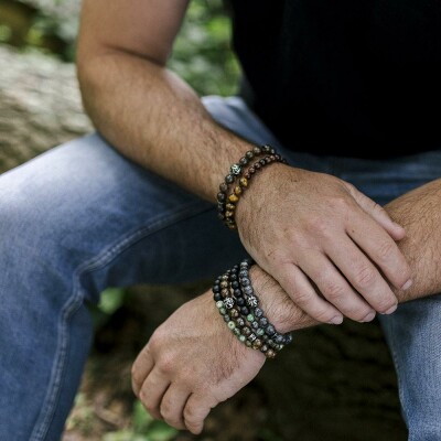 Bracelet All Blacks en acier et agate