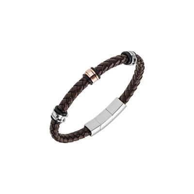 Bracelet All Blacks en acier et cuir
