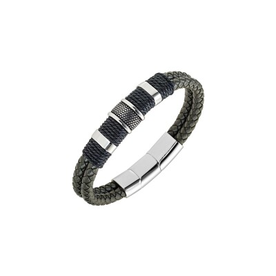 Bracelet All Blacks en acier et cuir