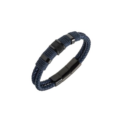Bracelet All Blacks en acier et cuir