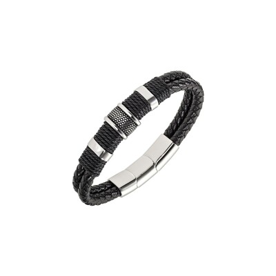 Bracelet All Blacks en acier et cuir