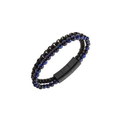 Bracelet All Blacks en acier et oeil de tigre
