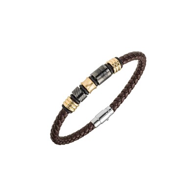 Bracelet All Blacks en acier et cuir