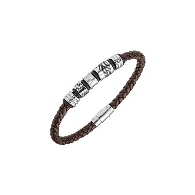 Bracelet All Blacks en acier et cuir