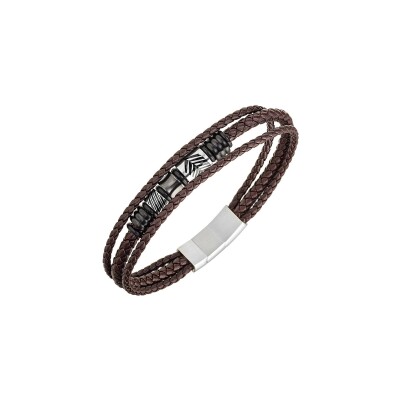 Bracelet All Blacks en acier et cuir