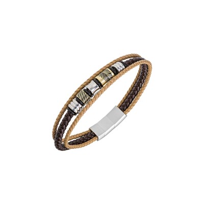 Bracelet All Blacks en acier et cuir