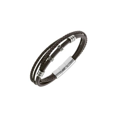 Bracelet All Blacks en acier et cuir