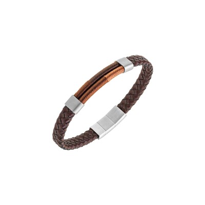 Bracelet All Blacks en acier et cuir