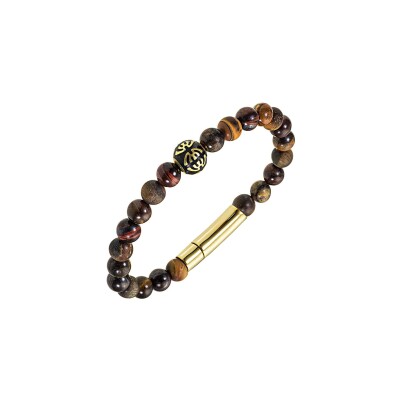 Bracelet All Blacks en acier et oeil de tigre