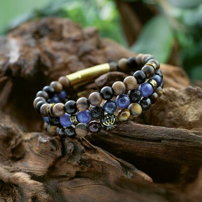 Bracelet All Blacks en acier et oeil de tigre