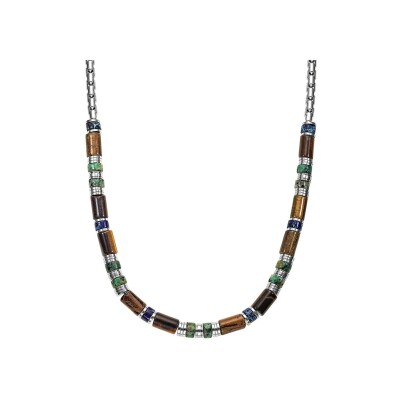 Collier All Blacks en acier et turquoise africaine