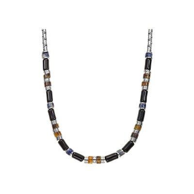Collier All Blacks en acier et agate