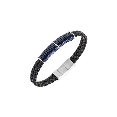 Bracelet All Blacks en acier et cuir