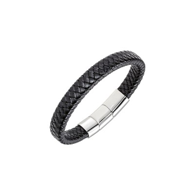 Bracelet All Blacks en acier et cuir