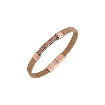 Bracelet All Blacks en acier et cuir