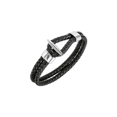 Bracelet All Blacks en acier et cuir