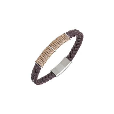 Bracelet All Blacks en acier et cuir