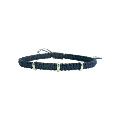 Bracelet en textile avec anneaux en or blanc