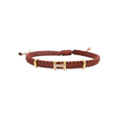 Bracelet en textile, or rose et diamants