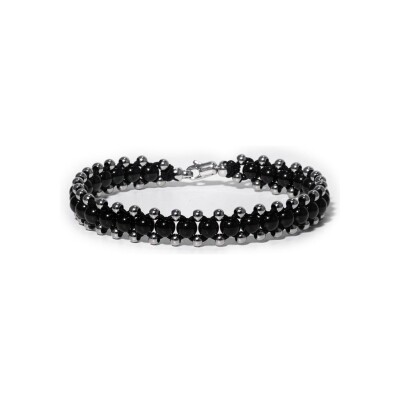 HARRICANA black and grey steel bracelet, large model