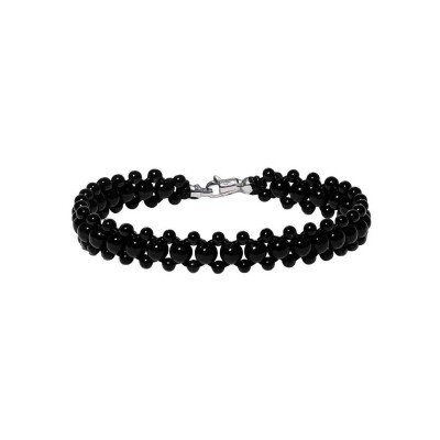HARRICANA bracelet in steel and silver, Black, small model