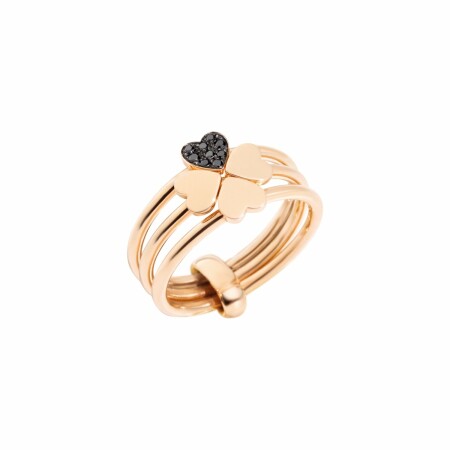 Bague DoDo Lucky In Love en or rose et diamants noirs