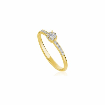 Solitaire accompagné diamant New Yen ork en or jaune