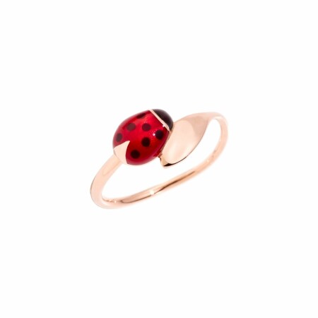 Bague DoDo Chance Coccinelle en or rose et émail