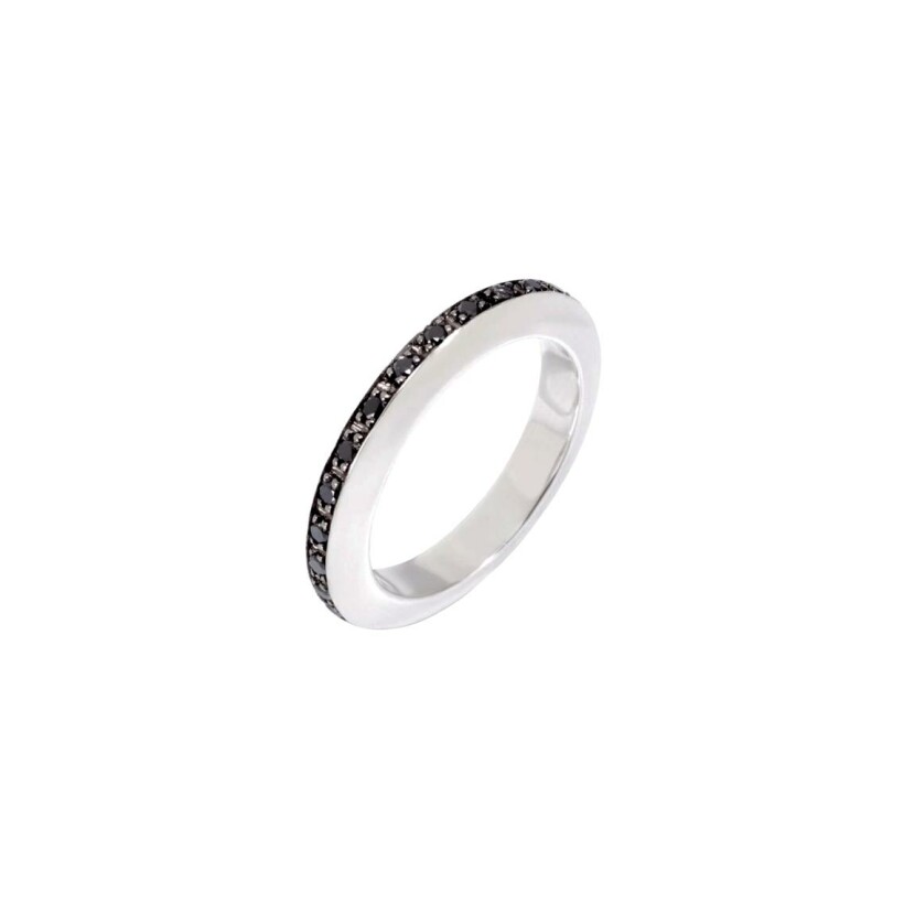 Bague DoDo Disc en argent et diamants noirs