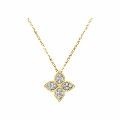 Collier Roberto Coin Princess Flower en or jaune et diamants blancs