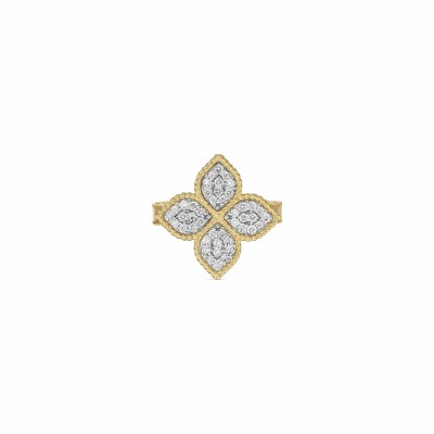 Roberto Coin Princess Flower in yellow gold and diamonds ring