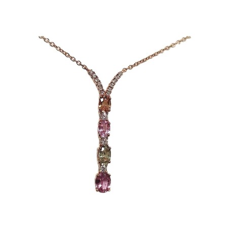 Collier Pacôma en or rose, saphir et diamants