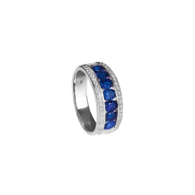 Bague Pacôma en or blanc palladié, saphir et diamants